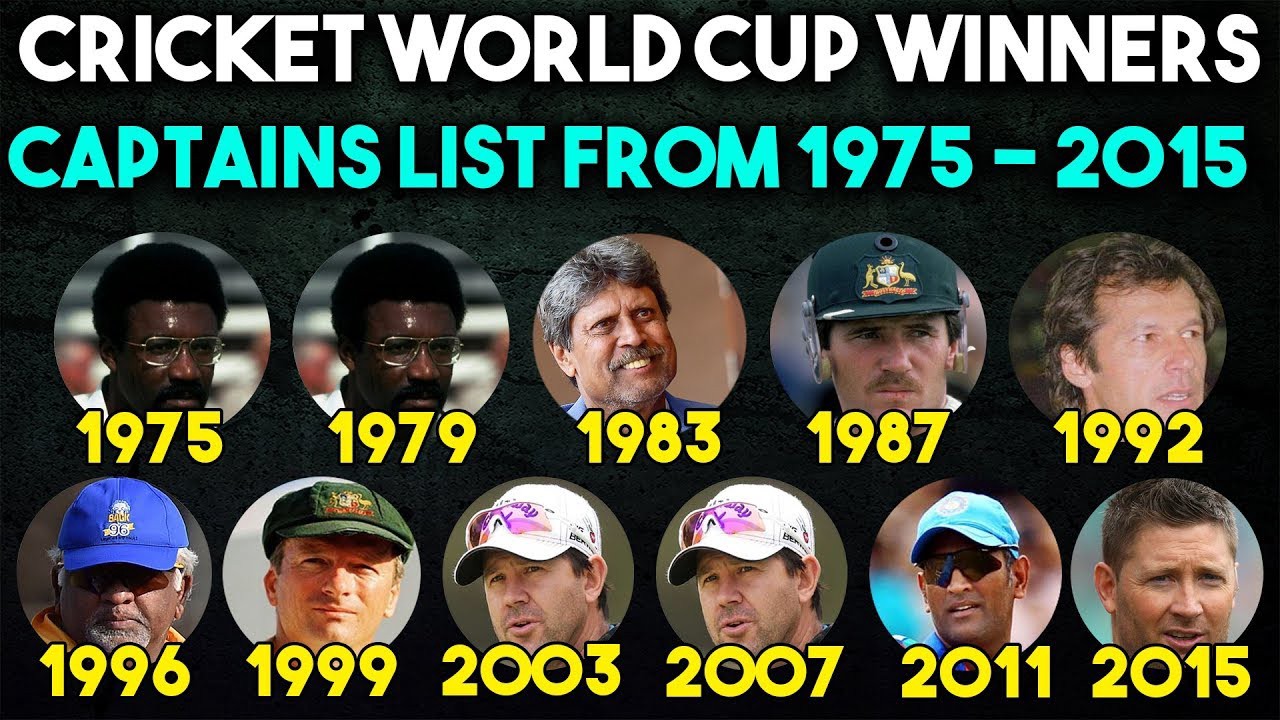 ICC Cricket World Cup Winners Captains List | CWC Winner Teams